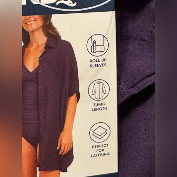 Lands End Tunic Length Swim Cover Up M/L - Picture 10 of 11